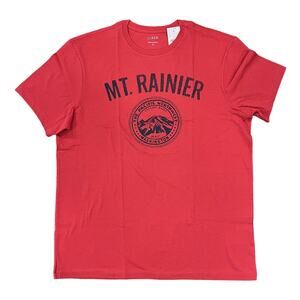NWT J. Crew Men's Rusted Red W/Navy Mount Rainier Graphic Tee